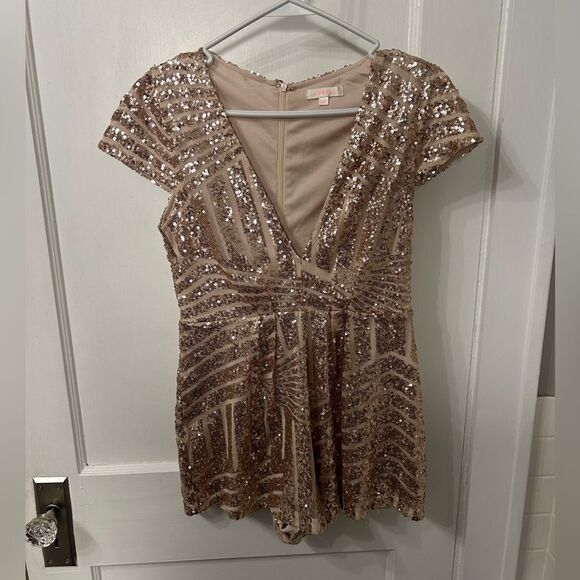 Sequin V-Neck Romper - Picture 1 of 4